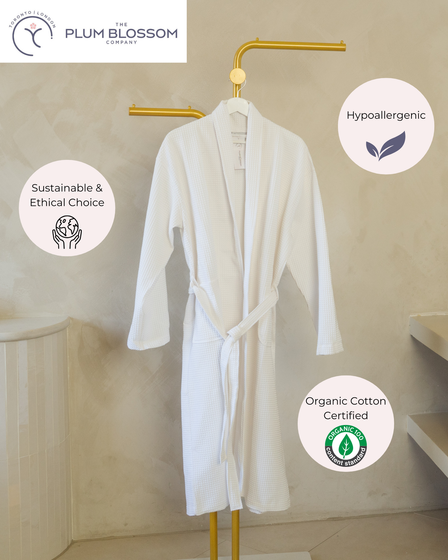 The Plum Blossom Company Organic Cotton Waffle Resort Robe